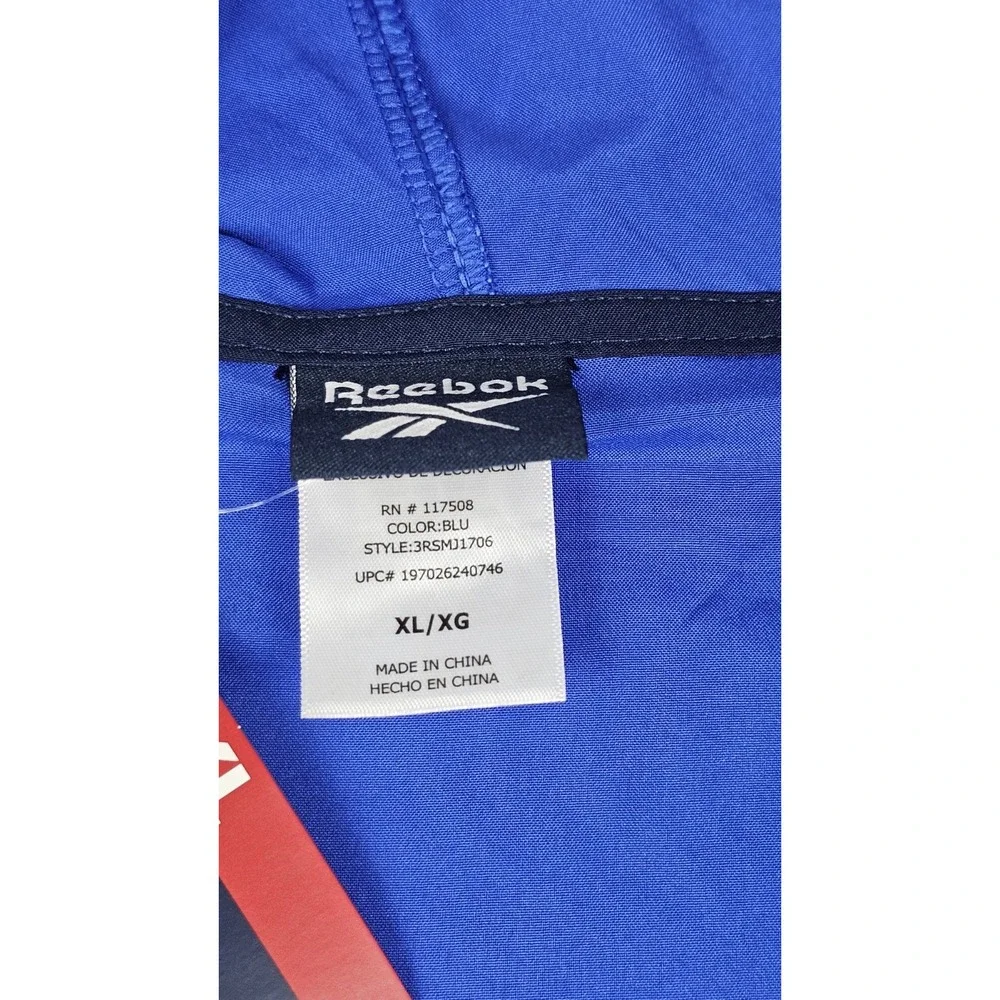 Reebok Jacket Mens XL Blue Colorblock Hooded Full Zip Training Woven Athletic‎